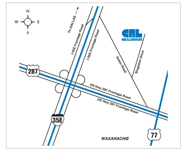 map on how to get to sc20 CRL U.S. Aluminum Waxahachie Texas